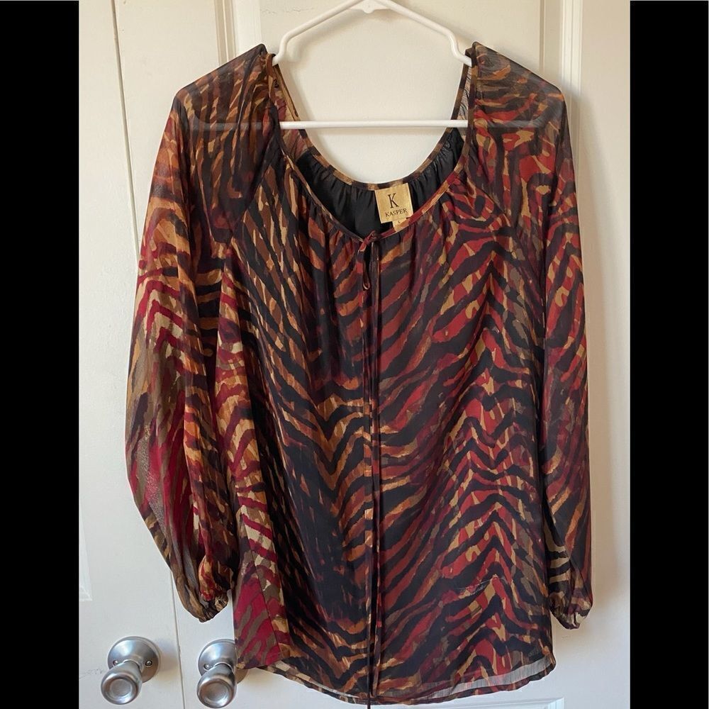 Kasper animal print like pattern blouse